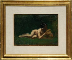 Luonnos teokseen ”Arcadia” - makuulla olevasta pojasta tekijältä Thomas Eakins