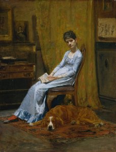Taiteilijan vaimo ja setterikoira, n. 1884-89. tekijältä Thomas Eakins