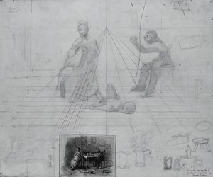 Nimetön perspektiivitutkimus lehden tarinan kuvituksesta, herra Neelus Peelerin ehdot tekijältä Thomas Eakins