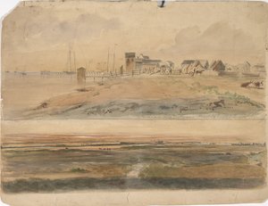 Indianola, Texas ja Indianola Lavaca Pointin kanssa etäisyydellä, 16. toukokuuta 1852 (akvarelli paperille)