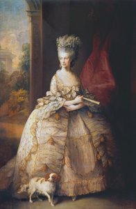 Charlotte Mecklenburg-Strelitz, Yhdistyneen kuningaskunnan kuningatar, kuningas Yrjö III:n puoliso (maalaus kankaalle) tekijältä Thomas Gainsborough