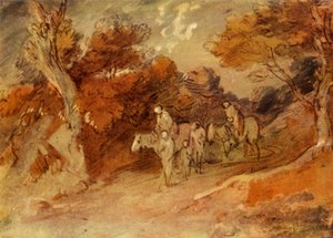 Figuurit ja hevoset maalaiskadulla, 1700-luvun puoliväli, loppu, 1934. tekijältä Thomas Gainsborough