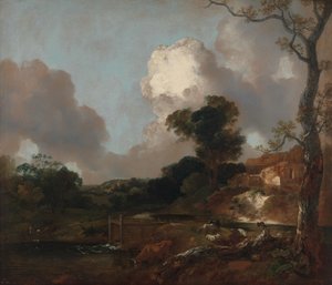 Maisema virran ja padon kanssa tekijältä Thomas Gainsborough