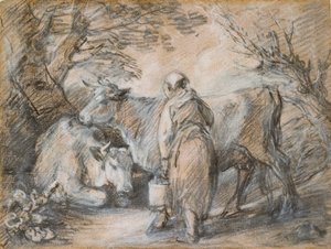 Lypsyneito kahdella lehmällä, 1700-luvun puoliväli tekijältä Thomas Gainsborough