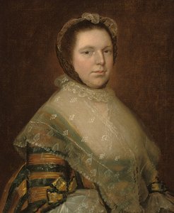 Elizabeth Prowsen muotokuva, puolipitkä, sinisessä ja kultaisessa mekossa tekijältä Thomas Gainsborough