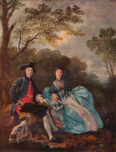 Muotokuva taiteilijasta vaimonsa ja tyttärensä kanssa, n. 1748 tekijältä Thomas Gainsborough