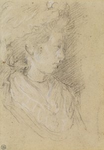 Tutkimus naisesta Mob-lakissa (mustavalkoinen liitu kudottupaperilla) tekijältä Thomas Gainsborough