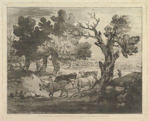 Metsäinen maisema paimenten ja lehmien kanssa, 1. elokuuta 1797. tekijältä Thomas Gainsborough