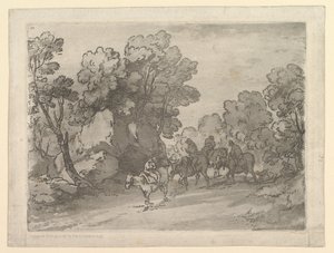 Metsäinen maisema ratsastajien kanssa, 1. elokuuta 1797. tekijältä Thomas Gainsborough