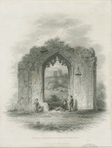 Dudley Castle - The Keep: kaiverrus (vinjetit) ja [?1800-luku] (painettu) tekijältä Thomas Garner