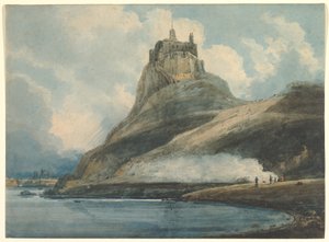 Lindisfarnen linna, Holy Island, Northumberland tekijältä Thomas Girtin