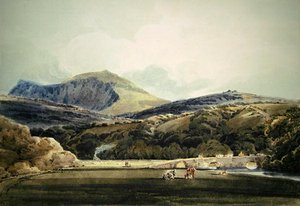 Mynydd Mawr, Pohjois-Wales (kynä ja akvarelli) tekijältä Thomas Girtin