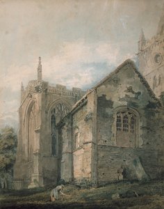 Muinainen Charnel House, Holy Trinity Church, Stratford-upon-Avon (akvarelli grafiitilla, kosketettu ruokokynällä) tekijältä Thomas Girtin