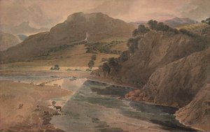 Ponnahduskivet Wharfella, Bolton Abbeyn yläpuolella, Yorkshire, 1801 tekijältä Thomas Girtin