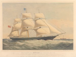 The Clipper Ship Mirage, 965 tonnia, noin 1853-57 (litografia, värillinen).