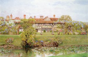 Great Tangley Manor, Surrey, jossa on Lily Pond ja katettu kävelymatka