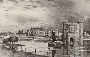 Hampton Court Kaarle I:n päivinä (litografia) tekijältä Thomas Hamilton Crawford