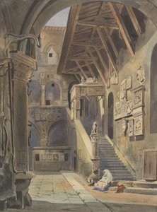 Bargellon tuomioistuin, Firenze, 1839 (wc musteella ja kynällä paperilla)