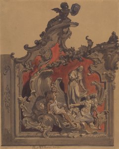 School of San Rocco, Venetsia: Tutkimus kaarevasta sisustuksesta (kynä ja muste, wc ja vartaloväri kynällä paperilla)