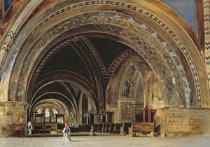 Pyhän Franciscus Assisilaisen alemman basilikan sisustus, 1839 (wc ja guassi arabikumilla)
