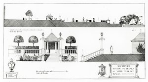 Southport: Yläterassin ja seinien osa ja yksityiskohdat, Thomas Mawsonin "Studies in Town Planning", julkaistu 1911