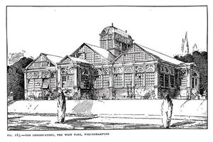 The Conservatory, the West Park, Wolverhampton, teoksesta "The Art and Craft of Garden Making", julkaistu 1900 (litho) (m/v kuva)