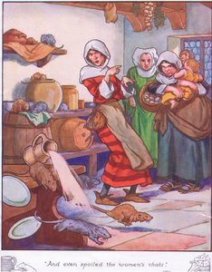 Ja jopa pilasi naisten keskustelut (värilitho). tekijältä Thomas Heath Robinson
