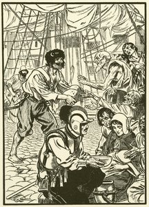 Nälkäisten kansalaisten ruokkiminen (kaiverrus) tekijältä Thomas Heath Robinson
