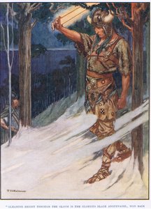 Hohtavan valkoisena läpi hämärän (litografia) tekijältä Thomas Heath Robinson