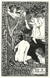 Hylas ja vesinymfit (litografia) tekijältä Thomas Heath Robinson