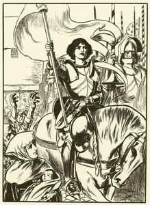 Johanna armeijan johdossa (kaiverrus) tekijältä Thomas Heath Robinson