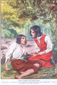 Lorna Doone ja John Ridd (värilitografia) tekijältä Thomas Heath Robinson