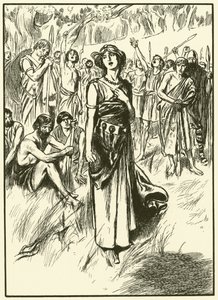 Kuningatar Boadicea ja hänen sotilaansa (kaiverrus) tekijältä Thomas Heath Robinson