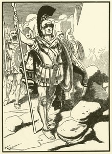 Kreikkalaiset Troijan ulkopuolella (kaiverrus) tekijältä Thomas Heath Robinson