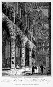 Interior of Poets Corner, Westminster Abbey, Lontoo, 1817.