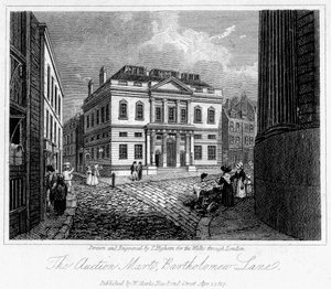 Huutokauppakeskus, Bartholomew Lane, Lontoon kaupunki, 1817.