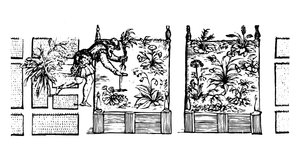 Istutus korotettuihin penkkeihin, Puutarhurin labyrintti, 1586
