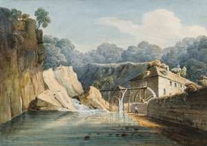 Aberdulais Mill (vesiväri ja lyijykynä paperille)