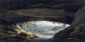 Porth yr Ogofin luolan sisätilat (akvarelli paperille)