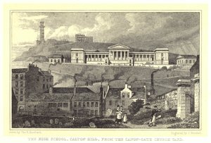 Lukio, Calton Hill, Canon-Gate Church Yardista (kaiverrus) tekijältä Thomas Hosmer (after) Shepherd