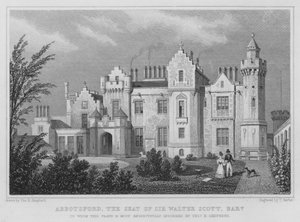 Abbotsford, Sir Walter Scottin istuin, Baronet (kaiverrus) tekijältä Thomas Hosmer Shepherd