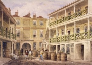 Bell Inn, Aldersgate Street, Lontoo, 1857 tekijältä Thomas Hosmer Shepherd