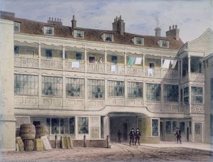 Belle Sauvage Yard, Ludgate Hill, Lontoo, 1850 tekijältä Thomas Hosmer Shepherd