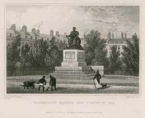Bloomsbury Square ja Fox-patsas tekijältä Thomas Hosmer Shepherd