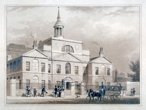 City of London Lying-In Hospital, City Road, Finsbury, Lontoo, c1827. tekijältä Thomas Hosmer Shepherd