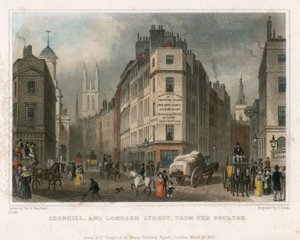 Cornhill ja Lombard Street, Lontoo, Poultrysta tekijältä Thomas Hosmer Shepherd