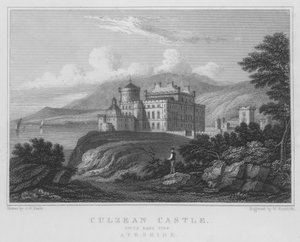 Culzean Castle, Kaakkoisnäkymä, Ayrshire (kaiverrus) tekijältä Thomas Hosmer Shepherd