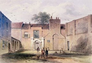 Sisäänkäynti Tothill Fieldsin vankilaan, 1850 tekijältä Thomas Hosmer Shepherd