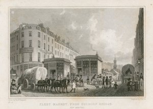 Fleet Market Holborn Bridgestä (nyt poistettu) tekijältä Thomas Hosmer Shepherd