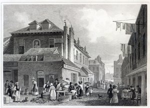 Hungerford Market, Strand, kaiverrus Thomas Barber, 1830 tekijältä Thomas Hosmer Shepherd